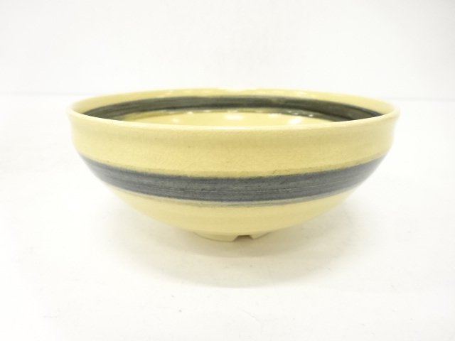JAPANESE TEA CEREMONY / TEA BOWL CHAWAN / GOSU COBALT / BRUSH MARK 